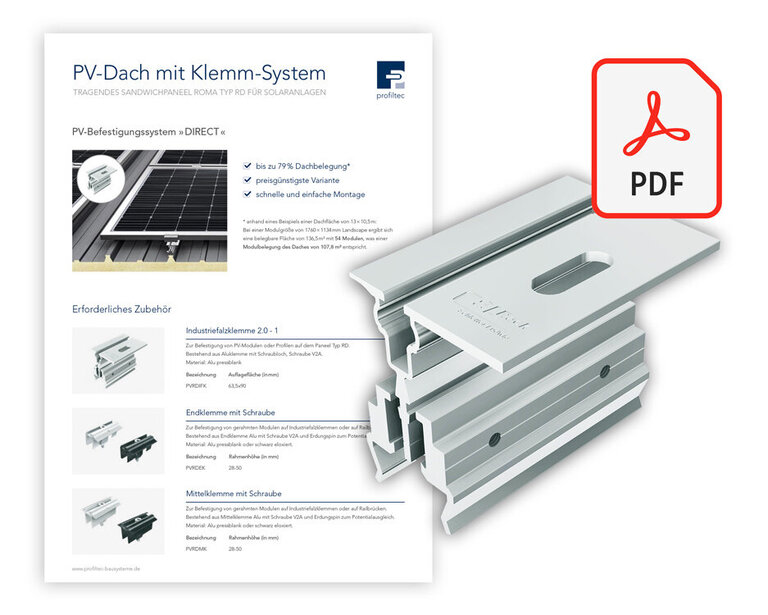 Produkt-Infos zum PV-Befestigungssystem für das Sandwichdach Typ RD