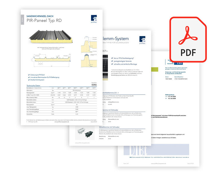 Produkt-Infos und Datenblätter zu Sandwichpaneelen und PV-Befestigungssystem für Roma Typ RD