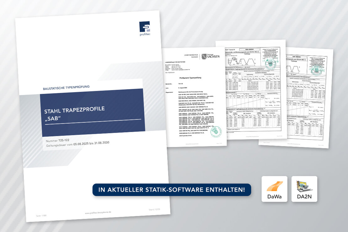Neue baustatische Typenprüfung: Trapezprofile PT 155-280 und PT 160-250